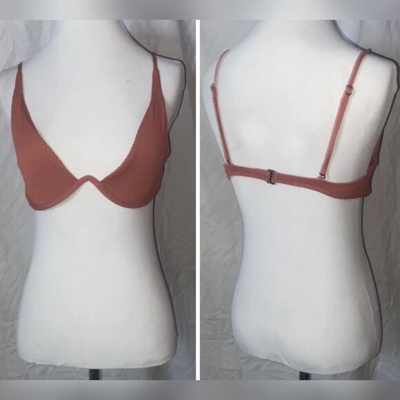 Garage, Dark Mauve/Blush, Plunging, V Neck, Wired Bikini Top - Picture 10 of 12